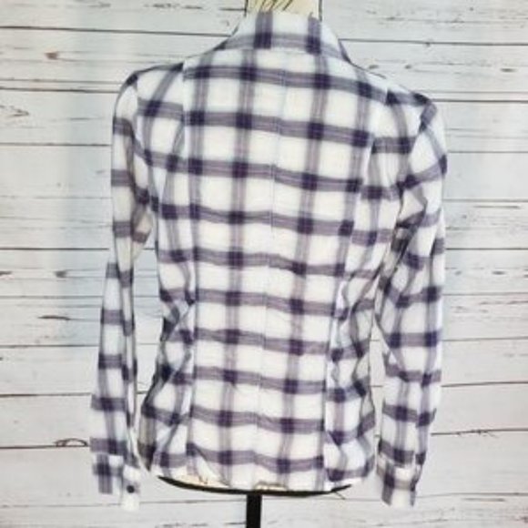 A.N.A Lightweight Purple Plaid Button Down Shirt - Picture 2 of 6